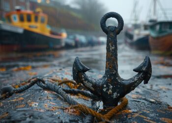 Rusty anchor on a wet dock with boats in the background. - Previsioni meteo: lotta tra caldo e piogge nei prossimi giorni