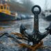 Rusty anchor on a wet dock with boats in the background. - Buran, il freddo vento siberiano, immediatamente sotto esame dai meteorologi