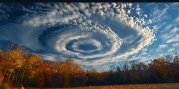 Rare Fallstreak Hole Cloud Formation in Dramatic Aerial Landscap - DIRETTA METEO, News Meteo, Previsioni Meteo, Viaggi