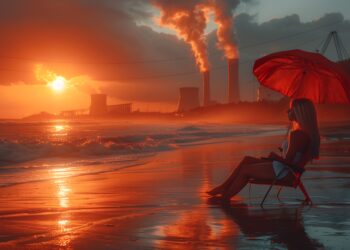 A serene sunbathing with books and smoking nuclear power plants - Meteo: è davvero arrivato il freddo artico?