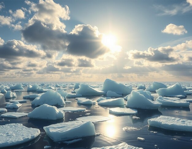 paesaggio artico congelato pezzi di ghiaccio spaccati che si sciolgono sotto il sole 1108314 487469 - Meteo, scenari ECMWF: blocchi anticiclonici anticipano il freddo Artico