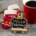 Concept HELLO FEBRUARY message on blackboard with a Cup of coffe - Meteo: ritorno dell’anticiclone africano, regioni interessate